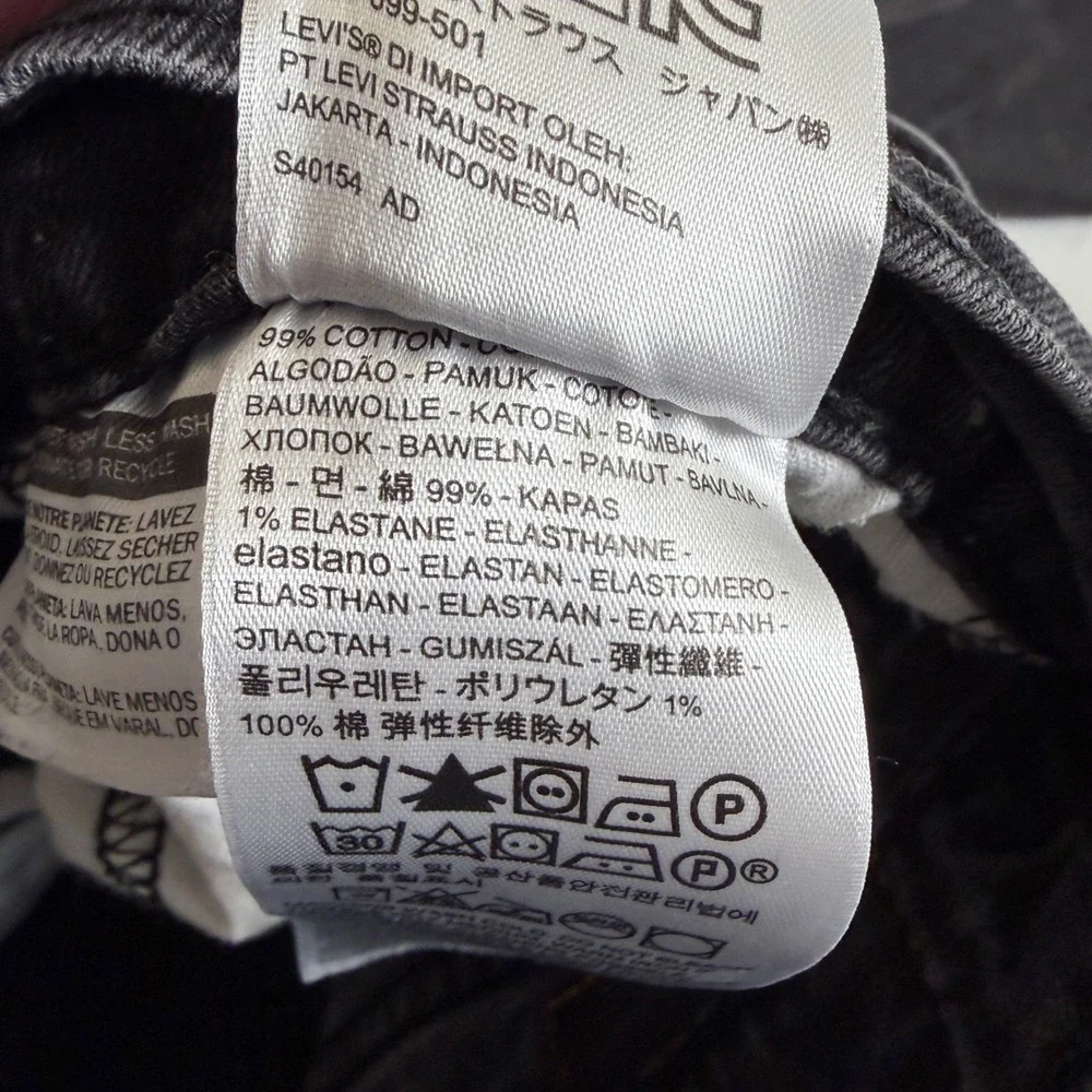 Levis 514 Straight Fit Mens Jeans Black Faded Denim 34x30 (Actual‎ 31x27)